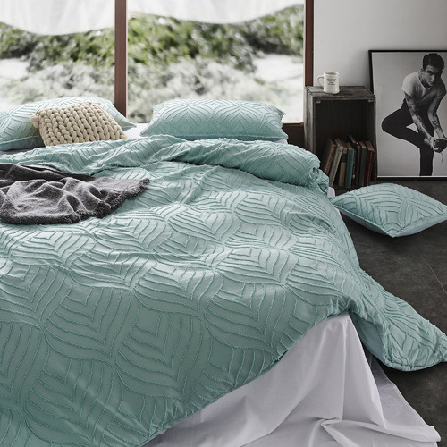 CleverPolly Sage Sadie Microfibre Quilt Cover Set Temple Webster